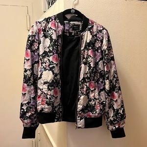 Purple and pink floral bomber from forever 21